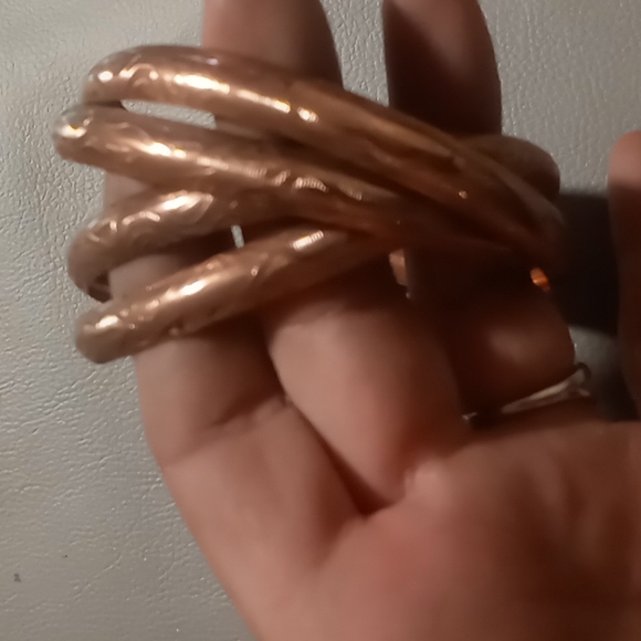 2 copper bangle bracelets .5 layer bangle & a single.size 9 - Picture 3 of 7